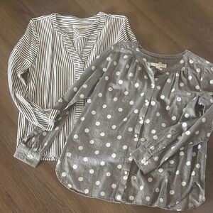 LOFT Girls Gray Polka Dot & Stripe Long-Sleeve Tops